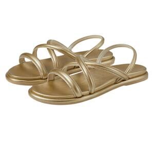 OluKai Tiare Strappy Leather Sandals in Gold Crisscross Comfort Women's Size 7